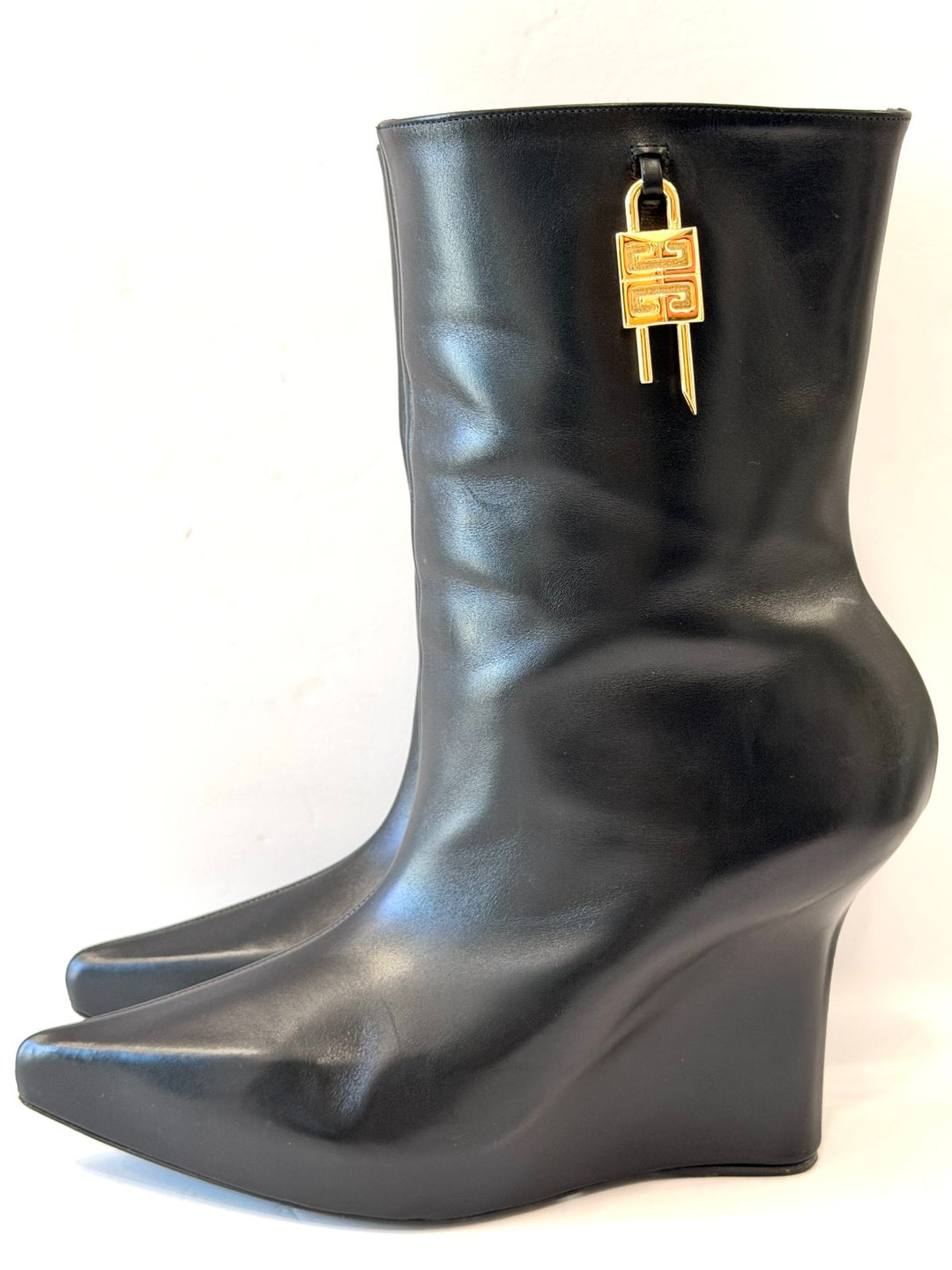 GIVENCHY G LOCK CALFSKIN LEATHER WEDGE HEEL ANKLE BOOTS