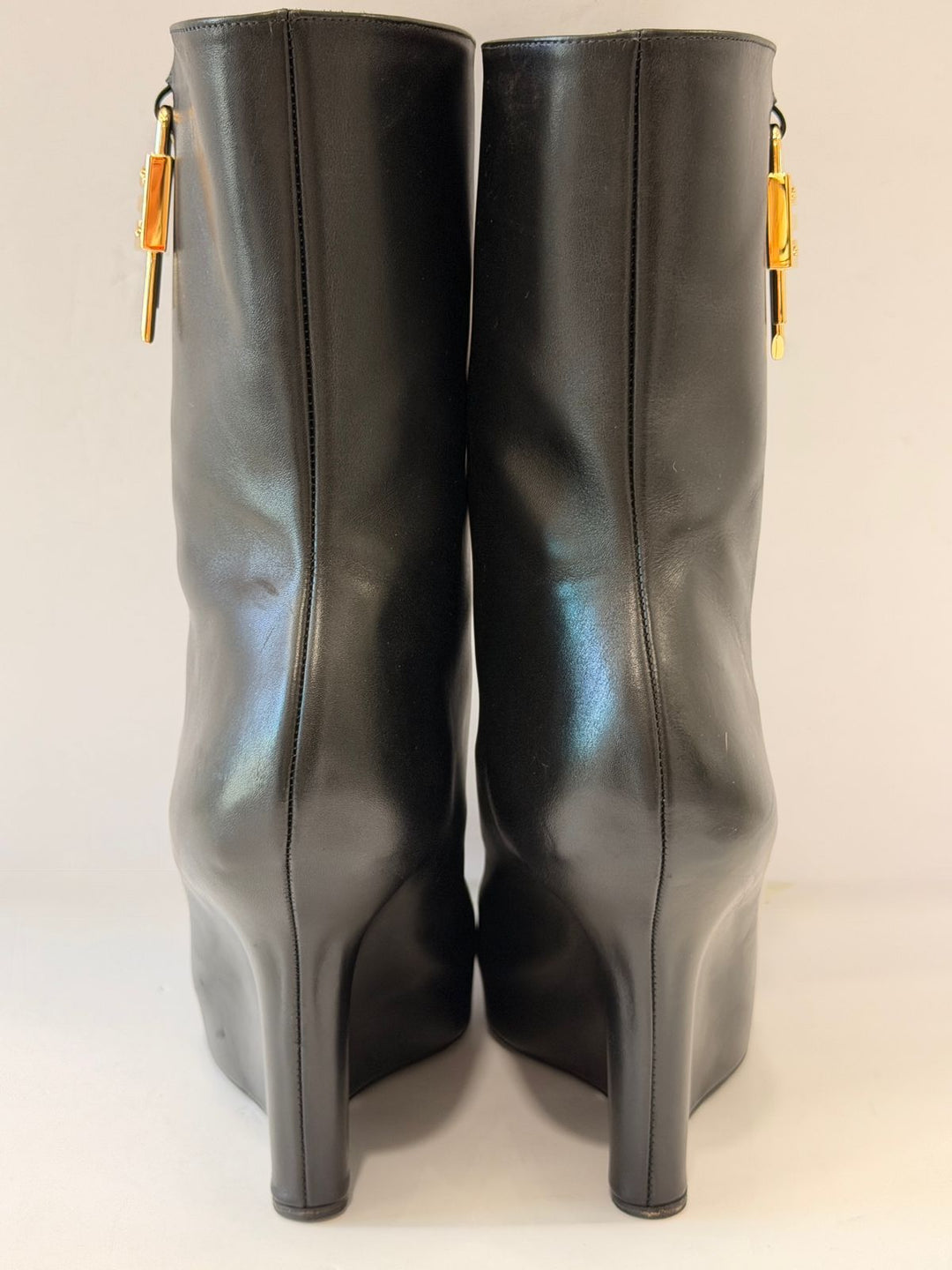GIVENCHY G LOCK CALFSKIN LEATHER WEDGE HEEL ANKLE BOOTS
