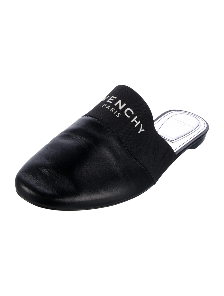 GIVENCHY BEDFORD LOGO PRINT LEATHER MULES