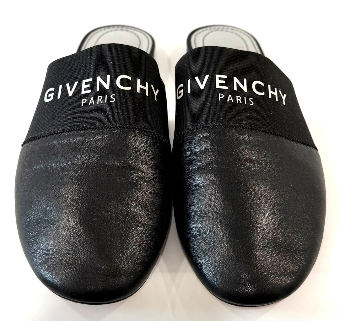 GIVENCHY BEDFORD LOGO PRINT LEATHER MULES