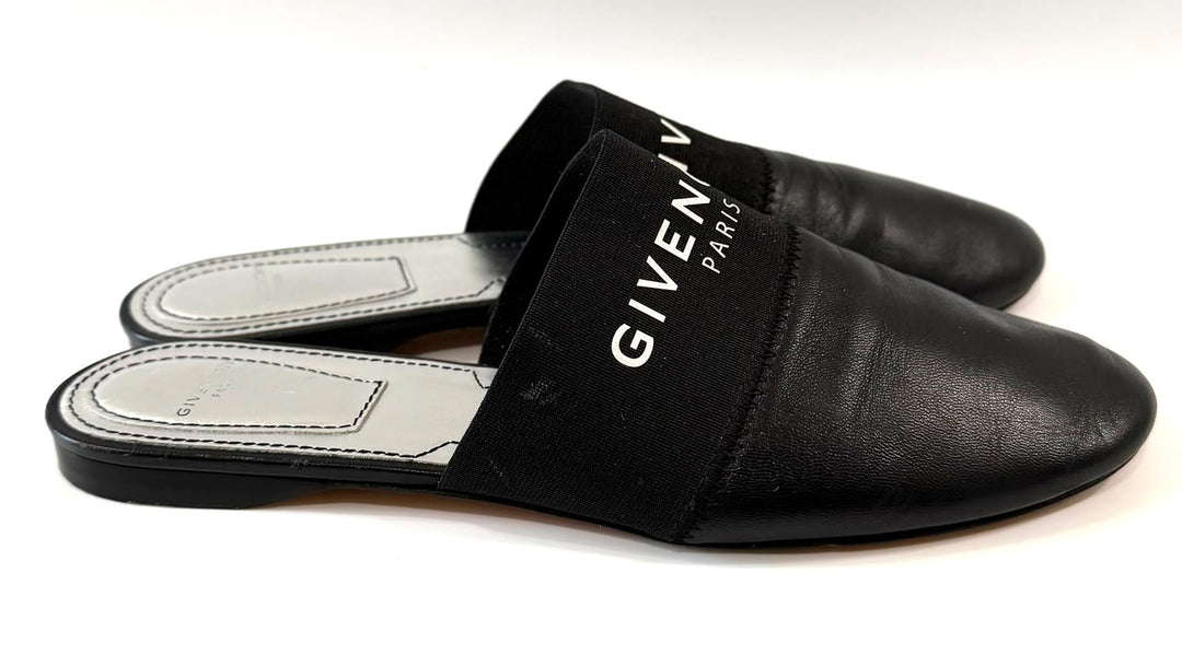 GIVENCHY BEDFORD LOGO PRINT LEATHER MULES