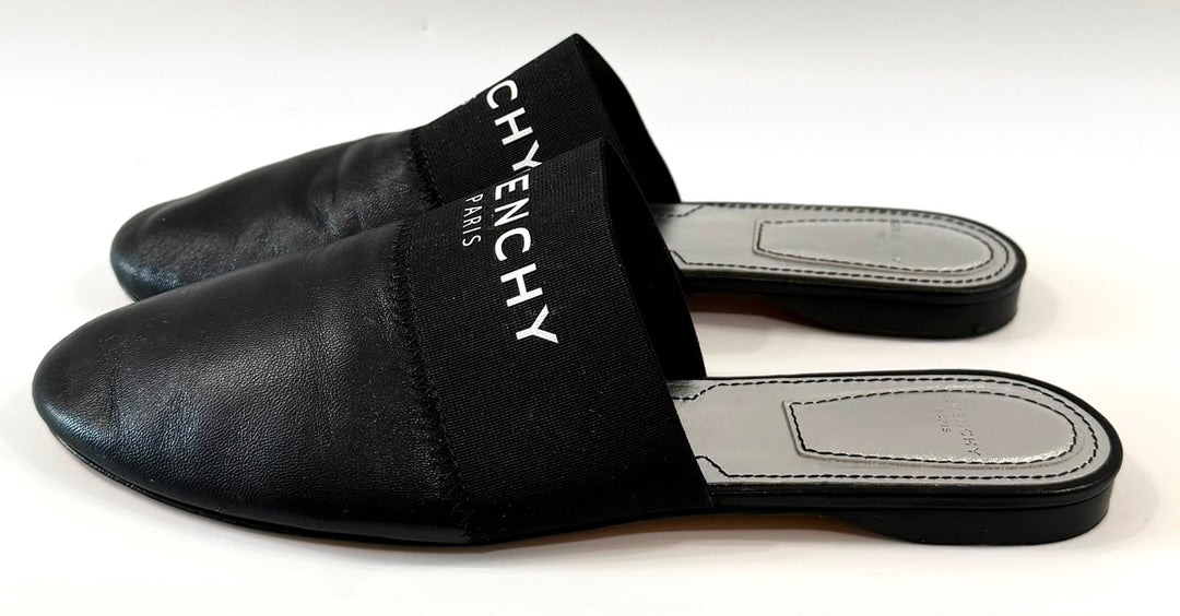 GIVENCHY BEDFORD LOGO PRINT LEATHER MULES