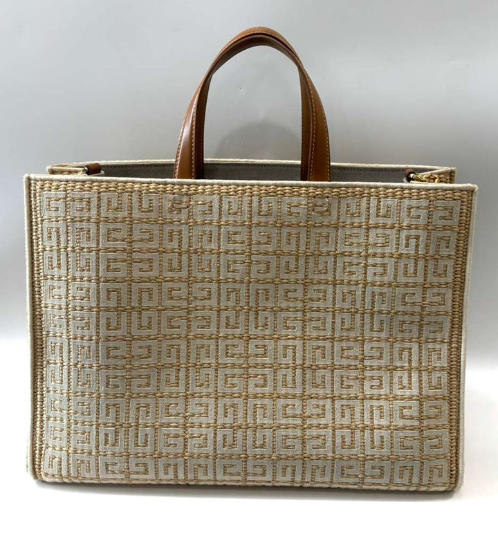 GIVENCHY LOGO PRINT COTTON BLEND MEDIUM 4G TOTE BAG