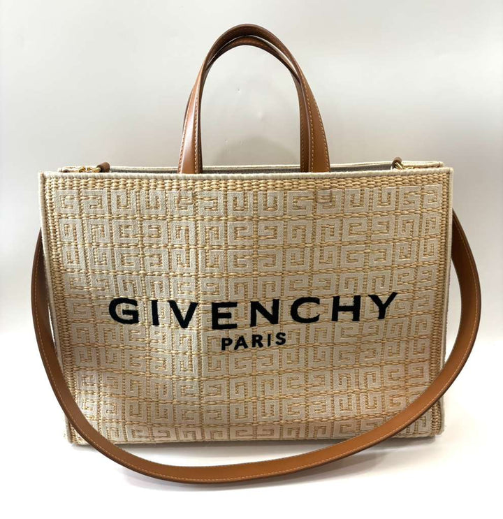 GIVENCHY LOGO PRINT COTTON BLEND MEDIUM 4G TOTE BAG