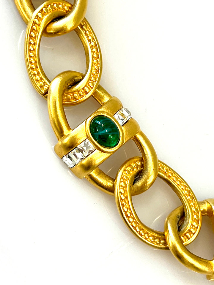 GIVENCHY VINTAGE MOGUL GOLD-TONE GRIPOIX JEWELED COLLAR NECKLACE
