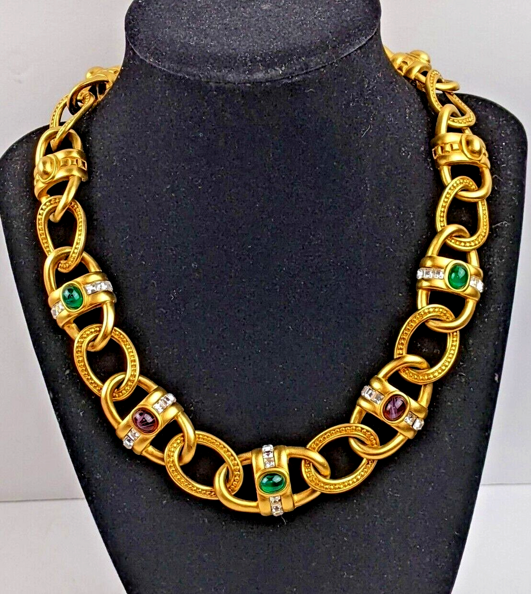 GIVENCHY VINTAGE MOGUL GOLD-TONE GRIPOIX JEWELED COLLAR NECKLACE