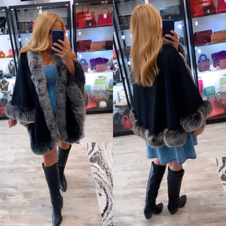 GORSKI WOOL &amp; FOX TRIM CAPELET