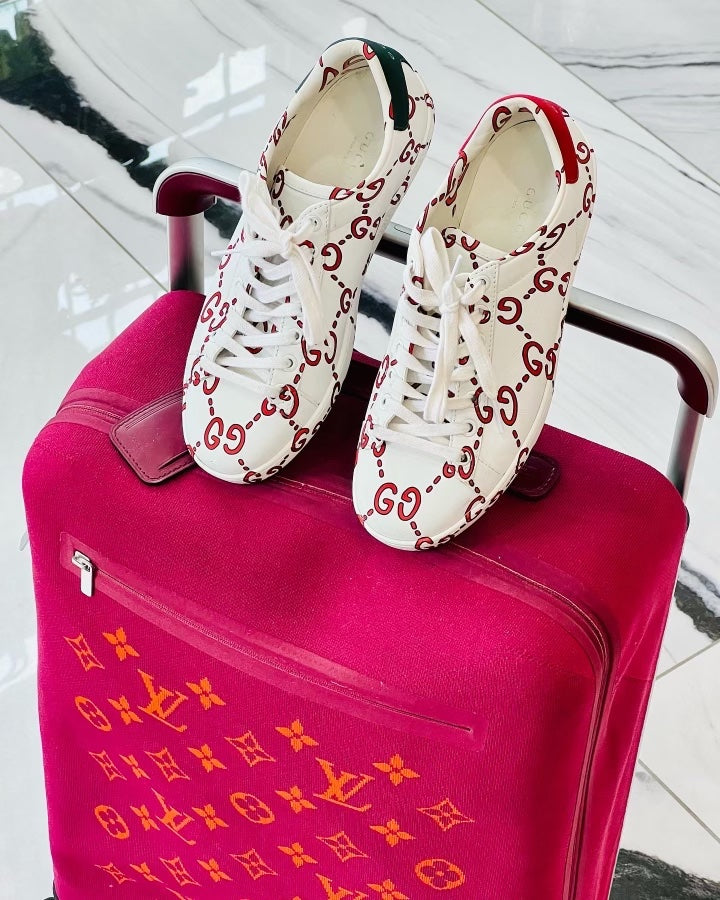 GUCCI ACE PRINTED GG LEATHER SNEAKERS