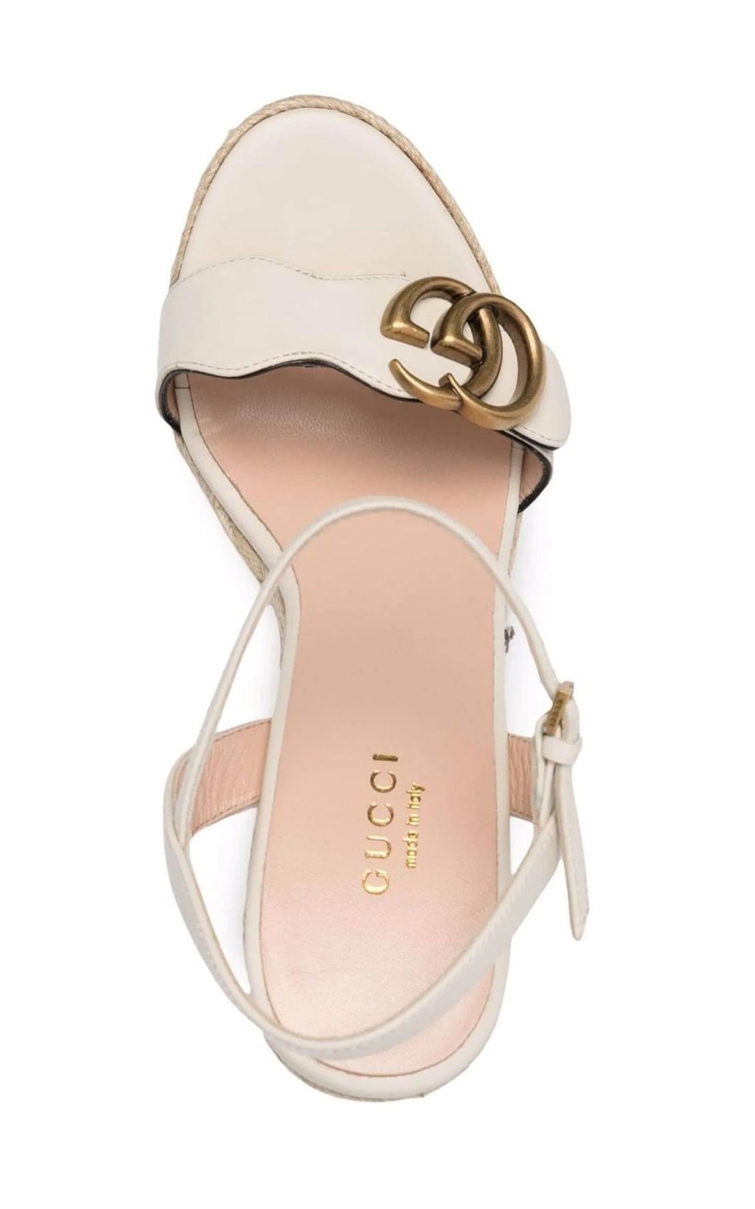 GUCCI AITANA LOGO EMBELLISHED LEATHER WEDGE HEEL ESPADRILLES