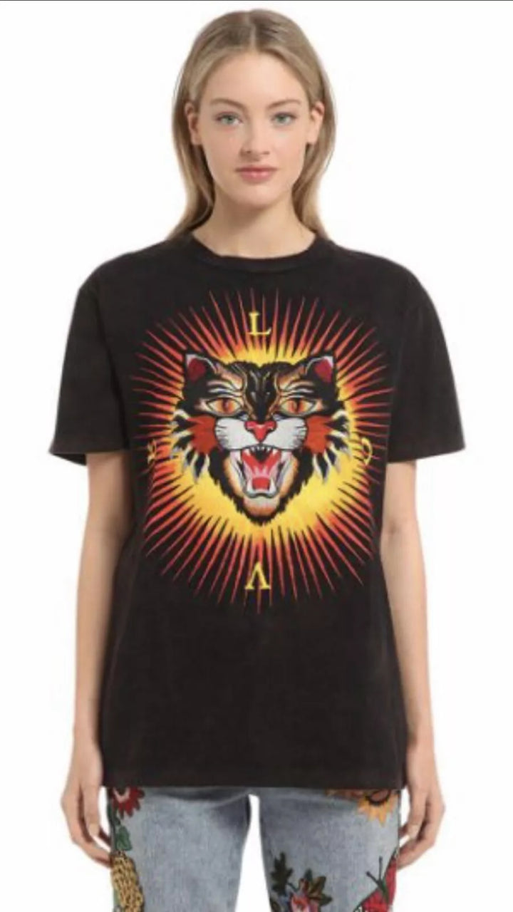 GUCCI ANGRY CAT COTTON JERSEY T-SHIRT