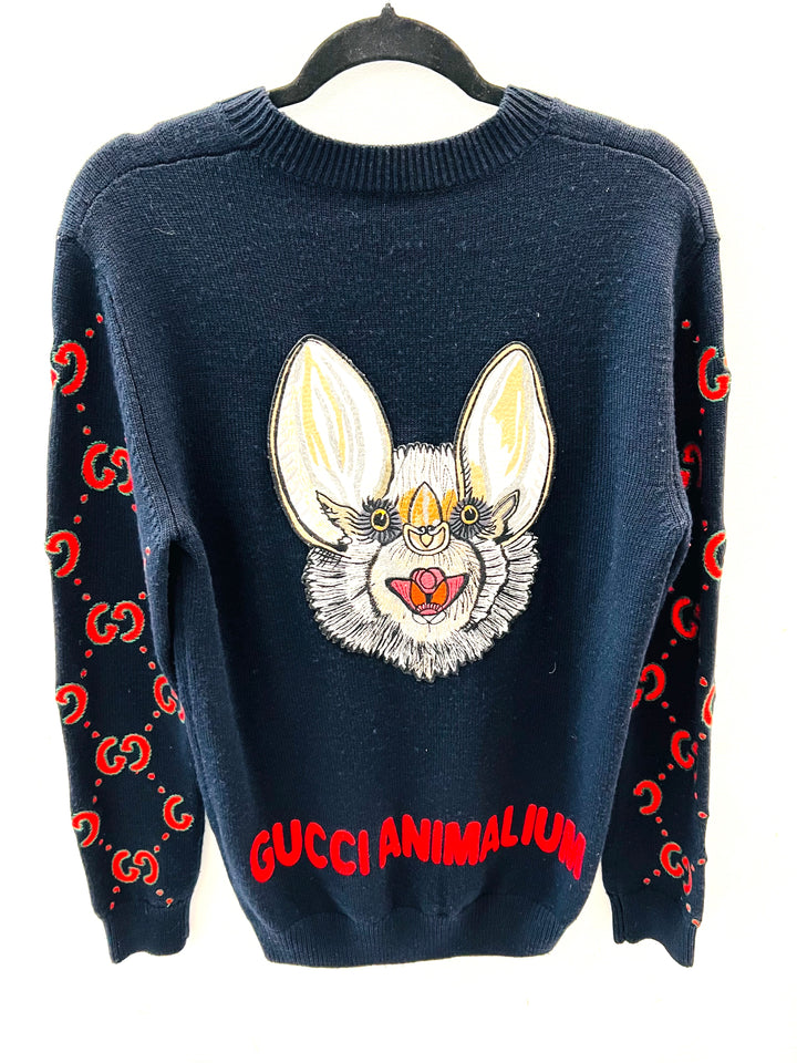 GUCCI ANIMALIUM EMBROIDERY BAT SWEATER