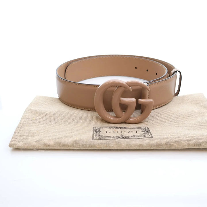 GUCCI AZALEA CALFSKIN ENAMEL MONOCHROM DOUBLE G BELT