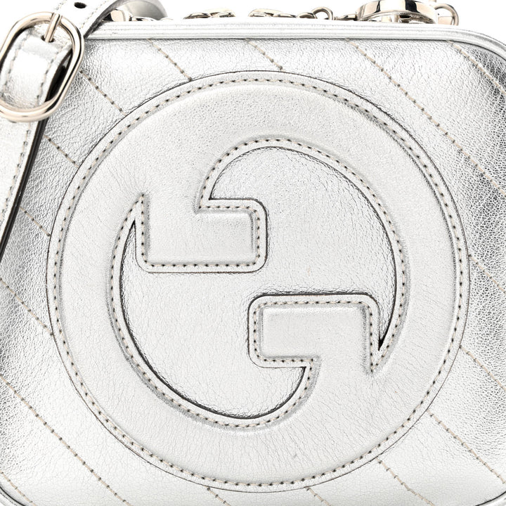 GUCCI BLONDIE METALLIC CALFSKIN LEATHER TOP HANDLE BAG