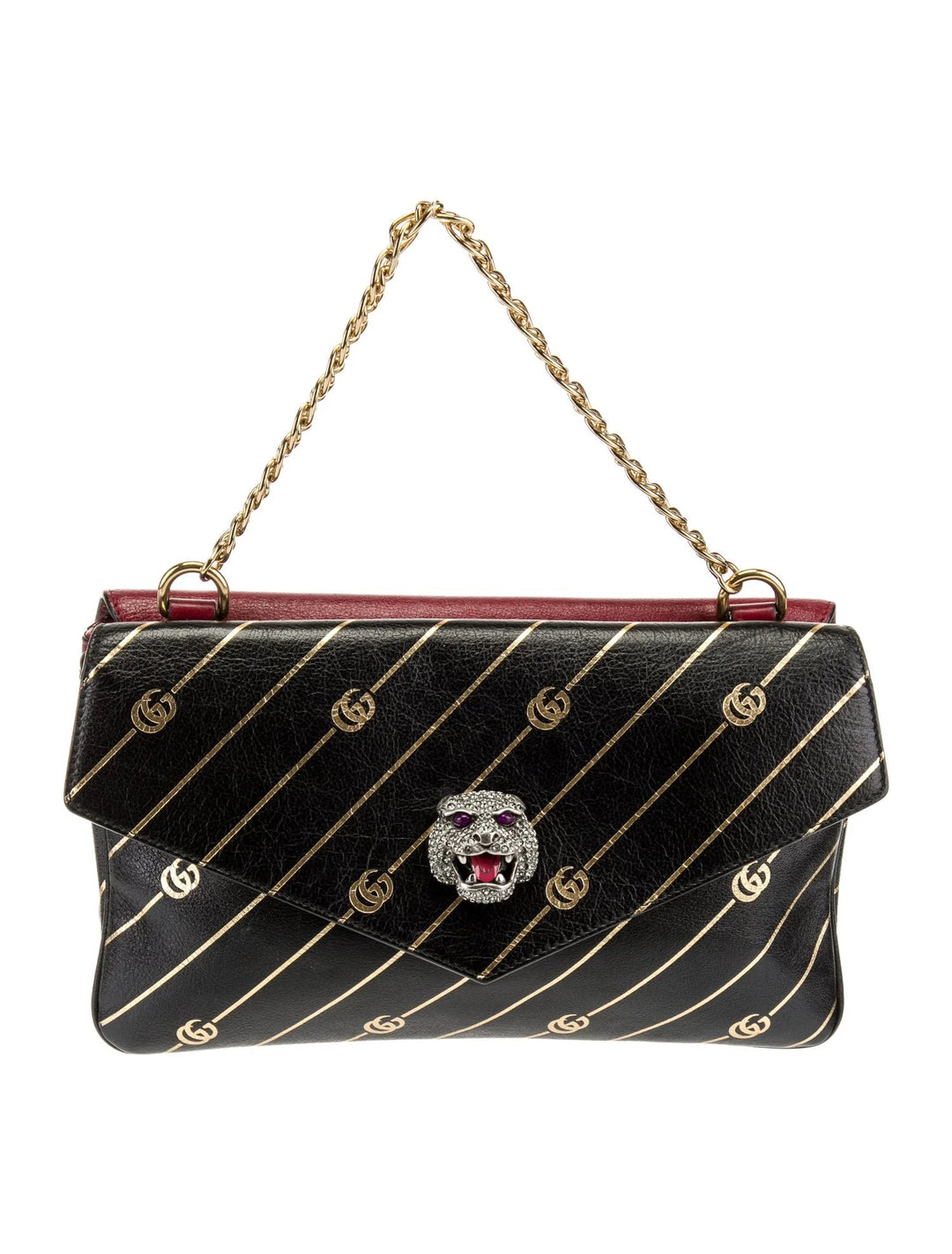 GUCCI CALFSKIN GG MEDIUM THIARA DOUBLE ENVELOPE SHOULDER BAG