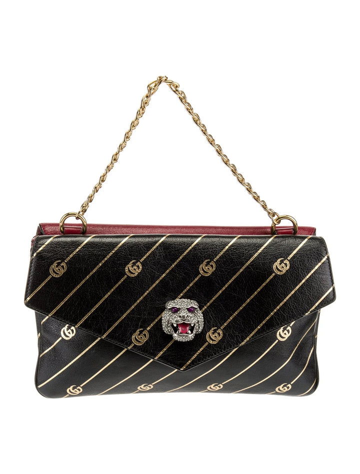 GUCCI CALFSKIN GG MEDIUM THIARA DOUBLE ENVELOPE SHOULDER BAG