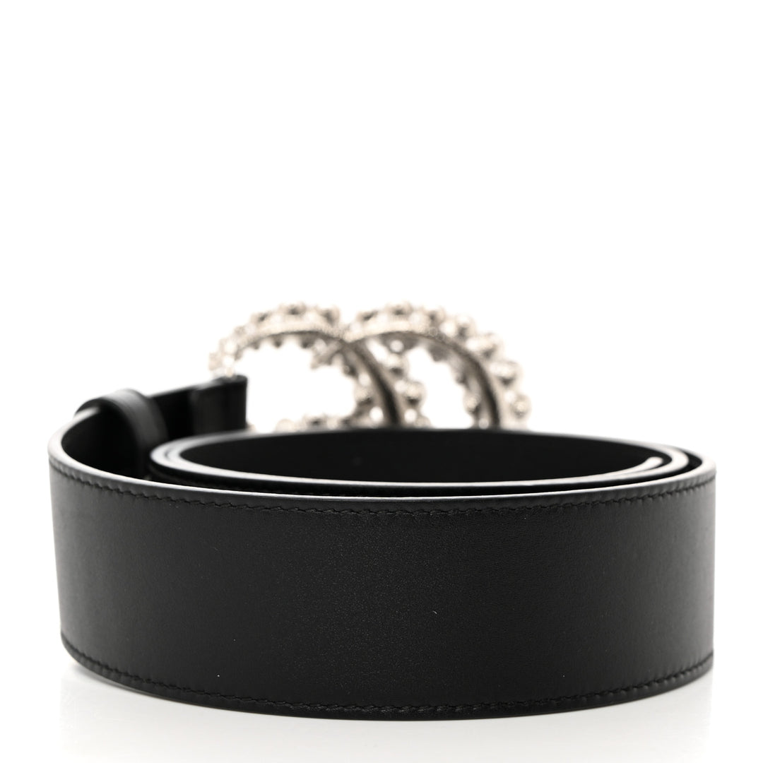 GUCCI CRYSTAL GG MARMONT CALFSKIN LEATHER BELT