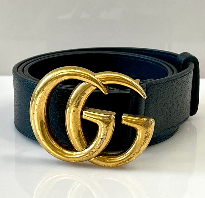 GUCCI GG MARMONT DOUBLE G CALFSKIN LEATHER BELT