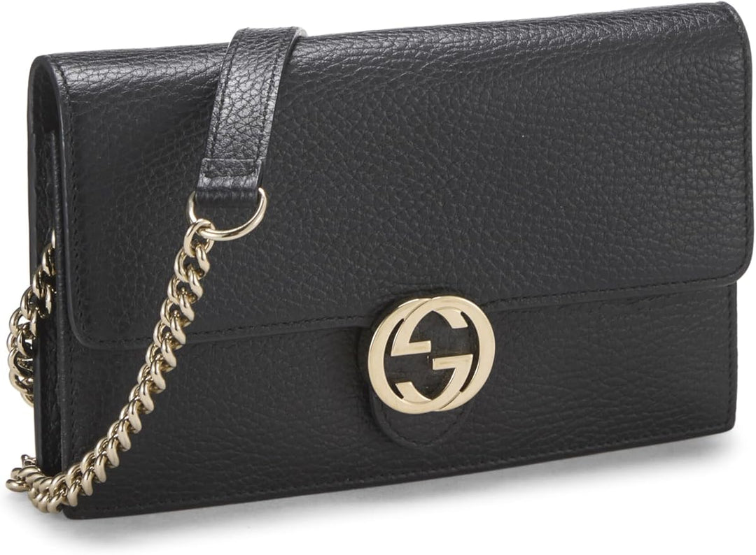 GUCCI CALFSKIN LEATHER INTERLOCKING G WALLET ON A CHAIN