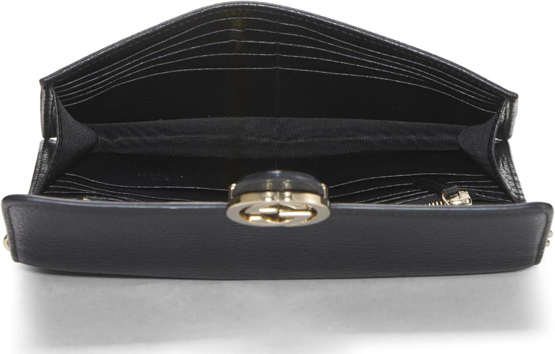GUCCI CALFSKIN LEATHER INTERLOCKING G WALLET ON A CHAIN