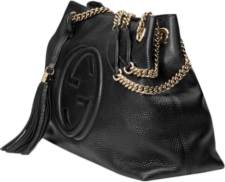 GUCCI GRAINED LEATHER LARGE SOHO CHAIN BAG