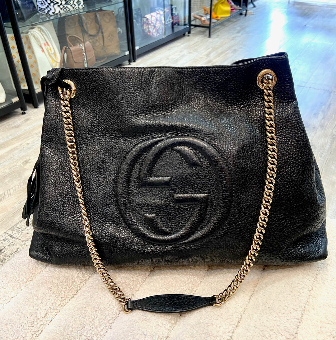 GUCCI GRAINED LEATHER LARGE SOHO CHAIN BAG – Caroline's Fashion