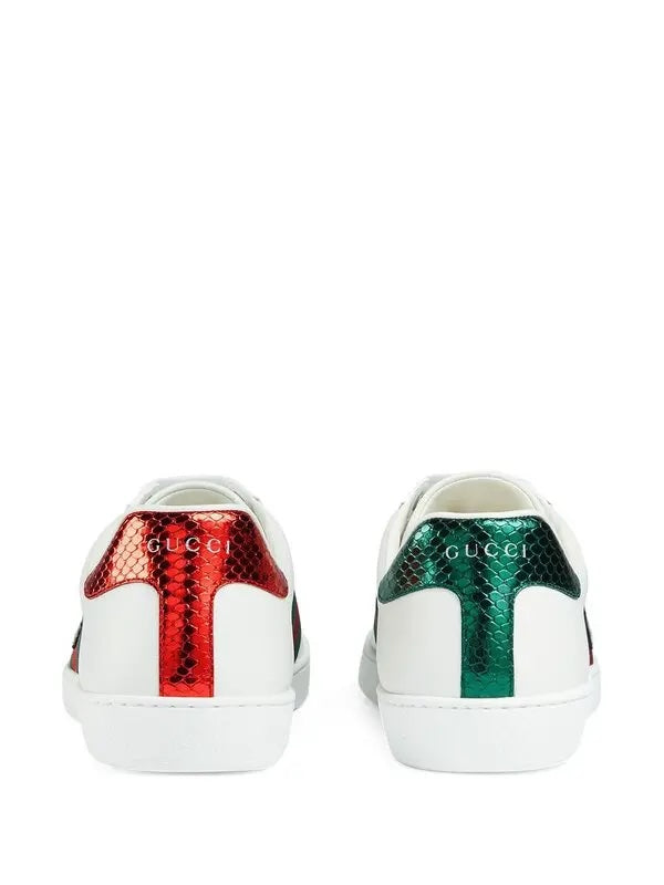 GUCCI CALFSKIN LEATHER ACE TIGER EMBROIDERED MEN&