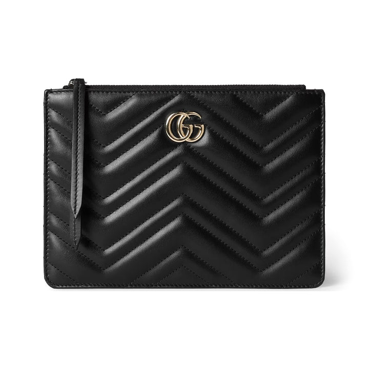GUCCI GG MARMONT SMALL MATELASSE CALFSKIN LEATHER WRISTLET CLUTCH