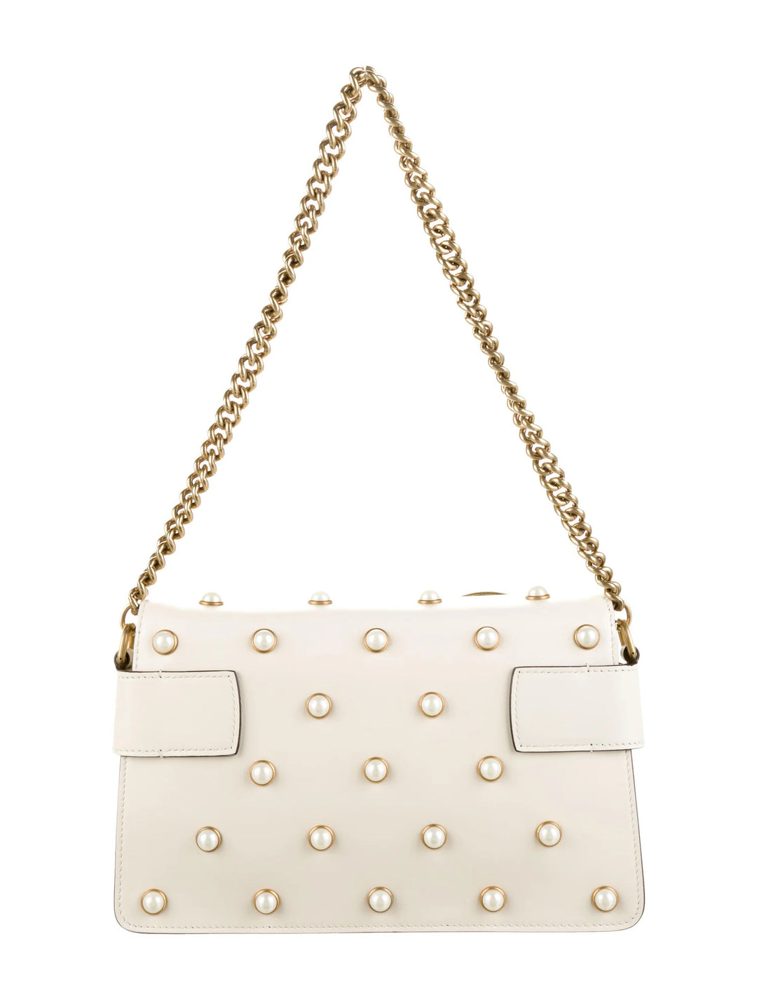 GUCCI NAPPA LEATHER STUDDED QUEEN MARGARET MINI BROADWAY BEE BAG/CLUTCH