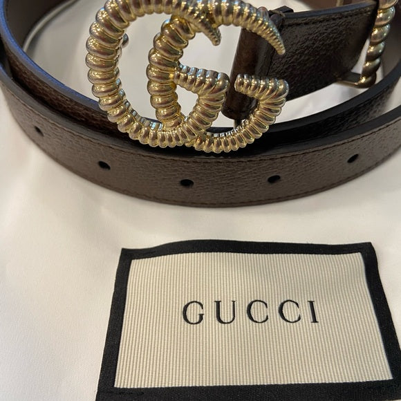 GUCCI CALFSKIN LEATHER TORCHON DOUBLE G BELT