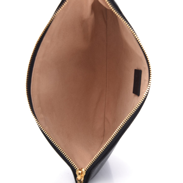 GUCCI CALFSKIN LEATHER WEB RAJAH CLUTCH BAG