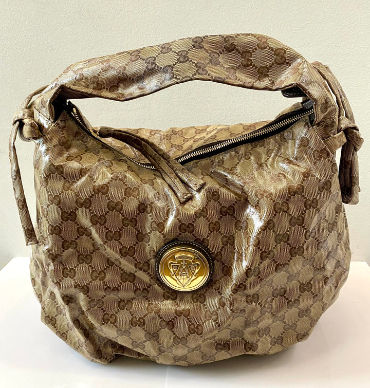 GUCCI CRYSTAL MONOGRAM HYSTERIA HOBO BAG