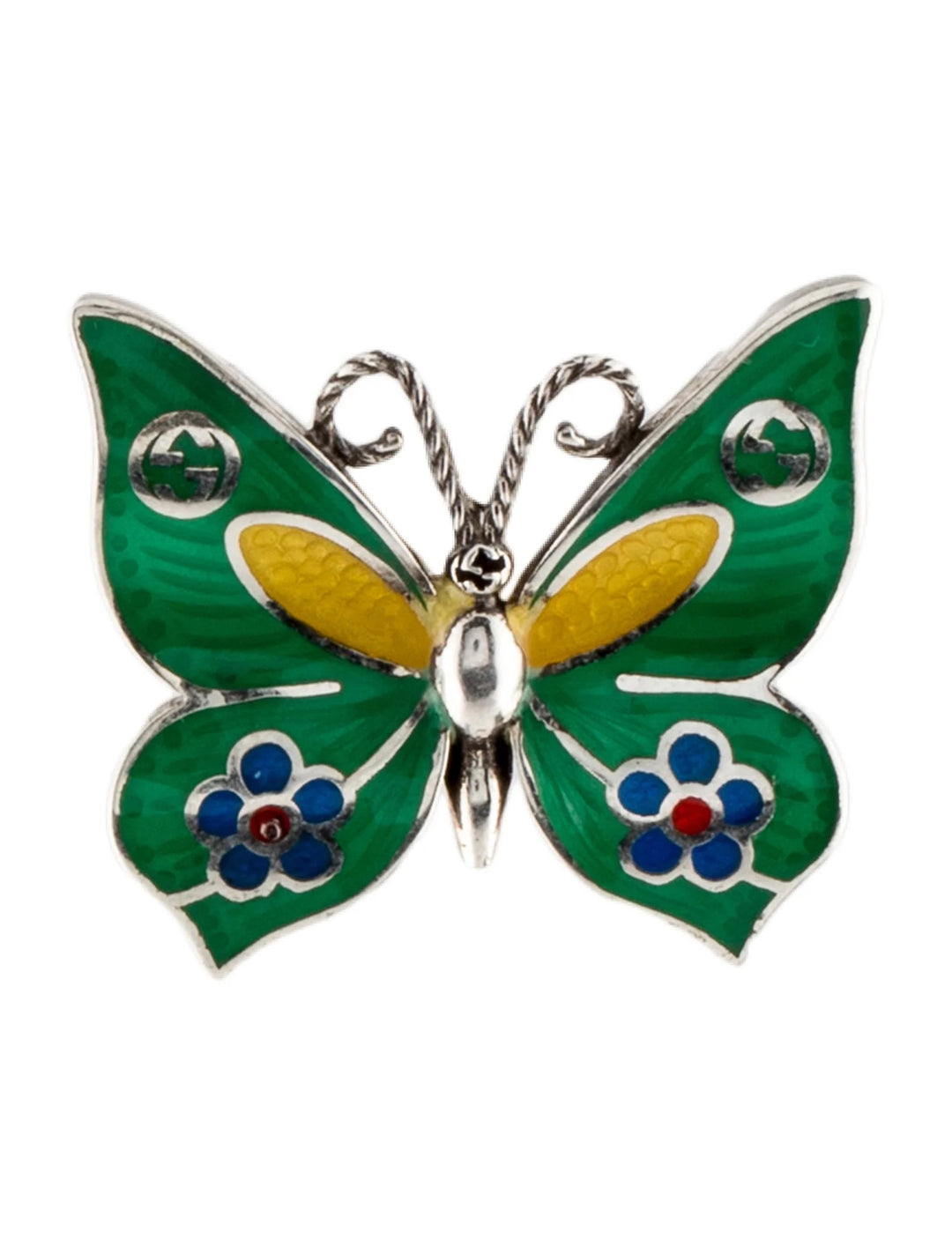GUCCI STERLING SILVER &amp; ENAMEL BUTTERFLY SINGLE STUD EARRING