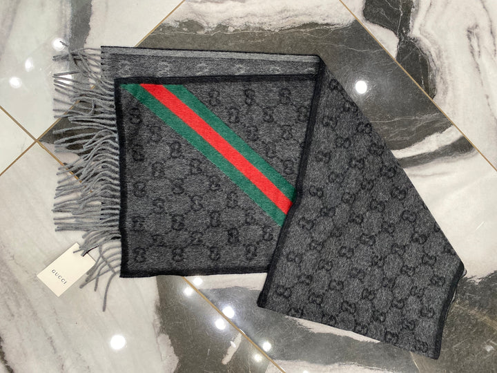 GUCCI WOOL BLEND SIGNATURE WEB SCARF
