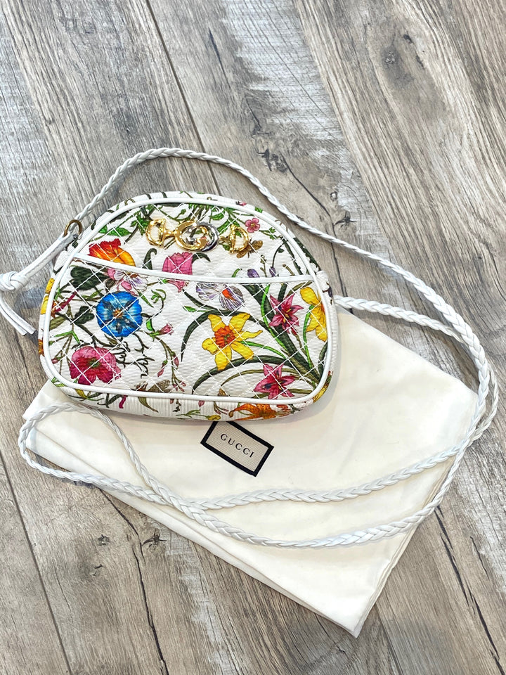GUCCI FLORA TRAPUNTATA MINI ZUMI DOME SHOULDER BAG