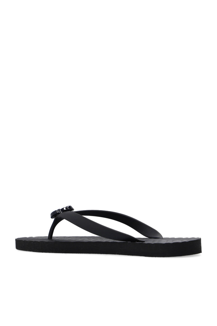 GUCCI GG BLACK LOGO FLIP FLOPS