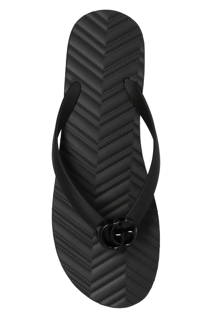 GUCCI GG BLACK LOGO FLIP FLOPS
