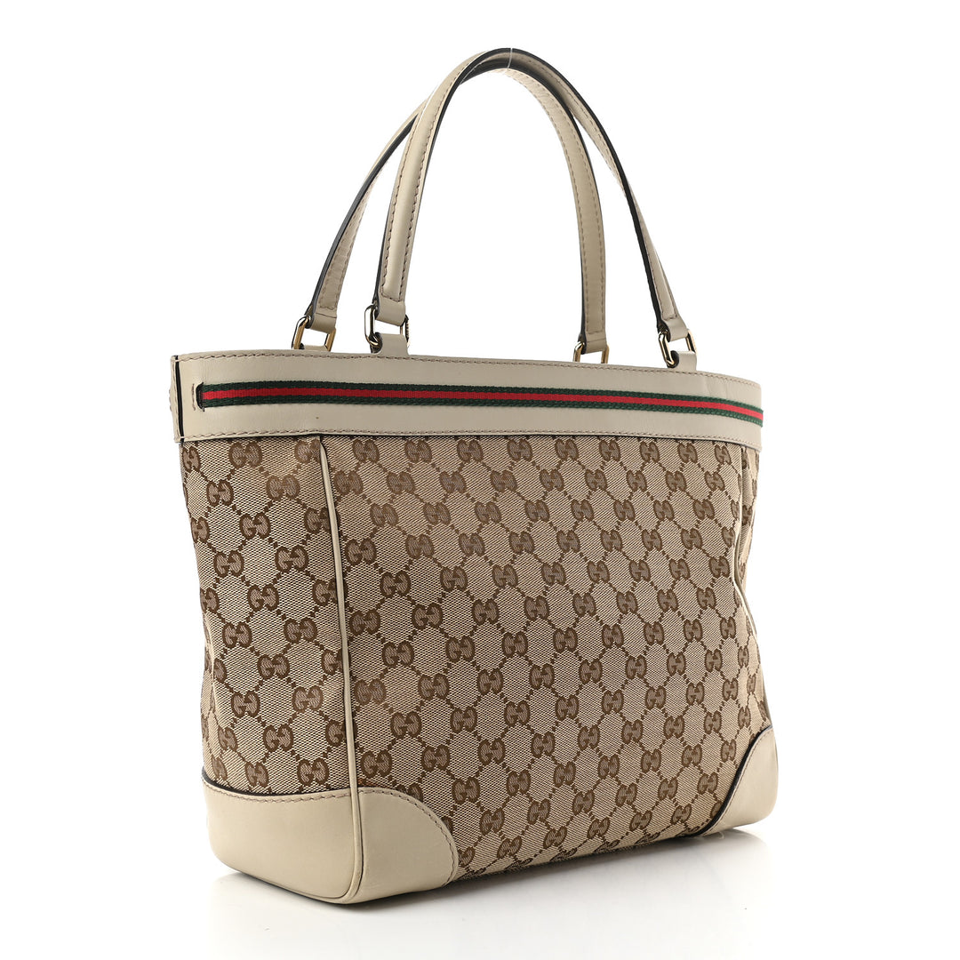 GUCCI GG CANVAS &amp; LEATHER MAYFAIR BOW TOTE BAG