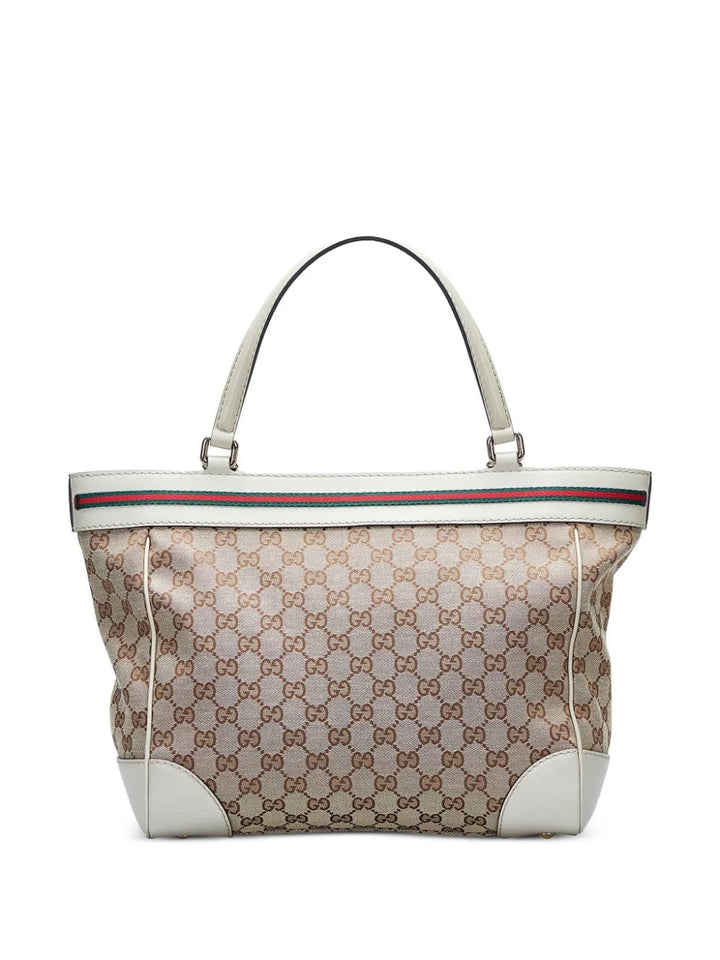GUCCI GG CANVAS &amp; LEATHER MAYFAIR BOW TOTE BAG