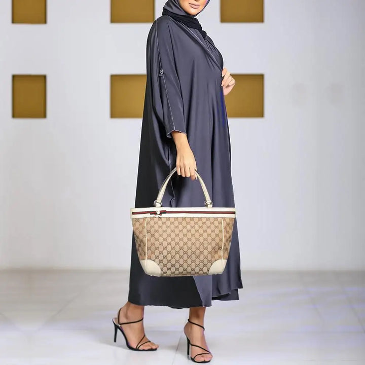 GUCCI GG CANVAS &amp; LEATHER MAYFAIR BOW TOTE BAG