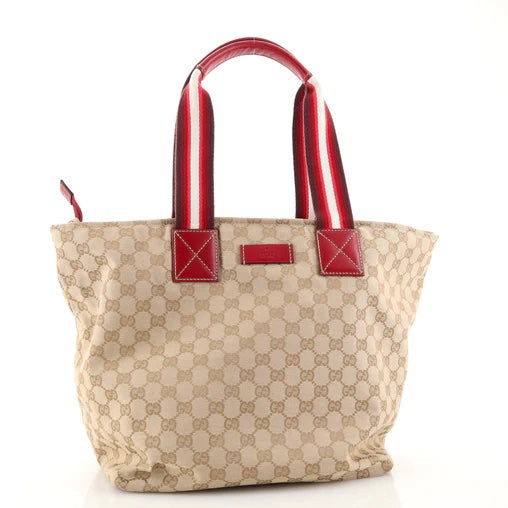 GUCCI GG CANVAS WEB TOTE BAG