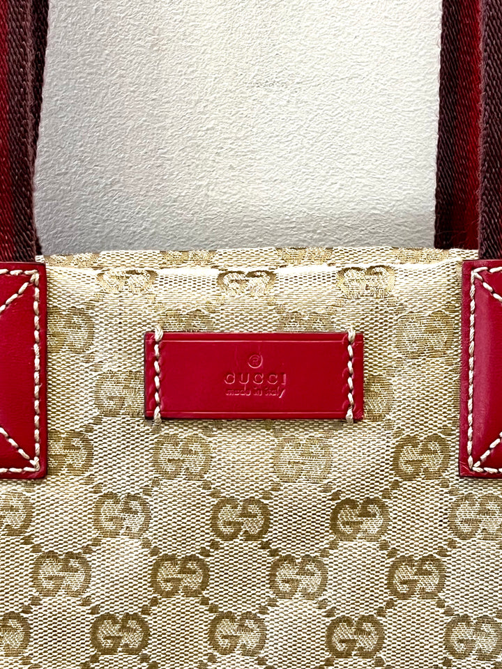 GUCCI GG CANVAS WEB TOTE BAG