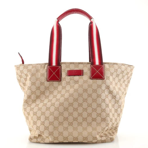 GUCCI GG CANVAS WEB TOTE BAG