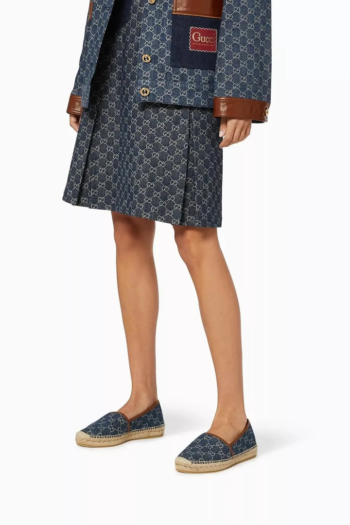 GUCCI GG MONOGRAM JACQUARD DENIM PILAR ESPADRILLES