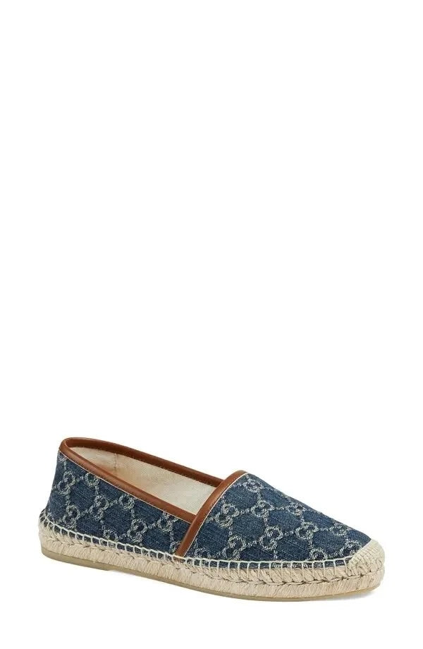 GUCCI GG MONOGRAM JACQUARD DENIM PILAR ESPADRILLES