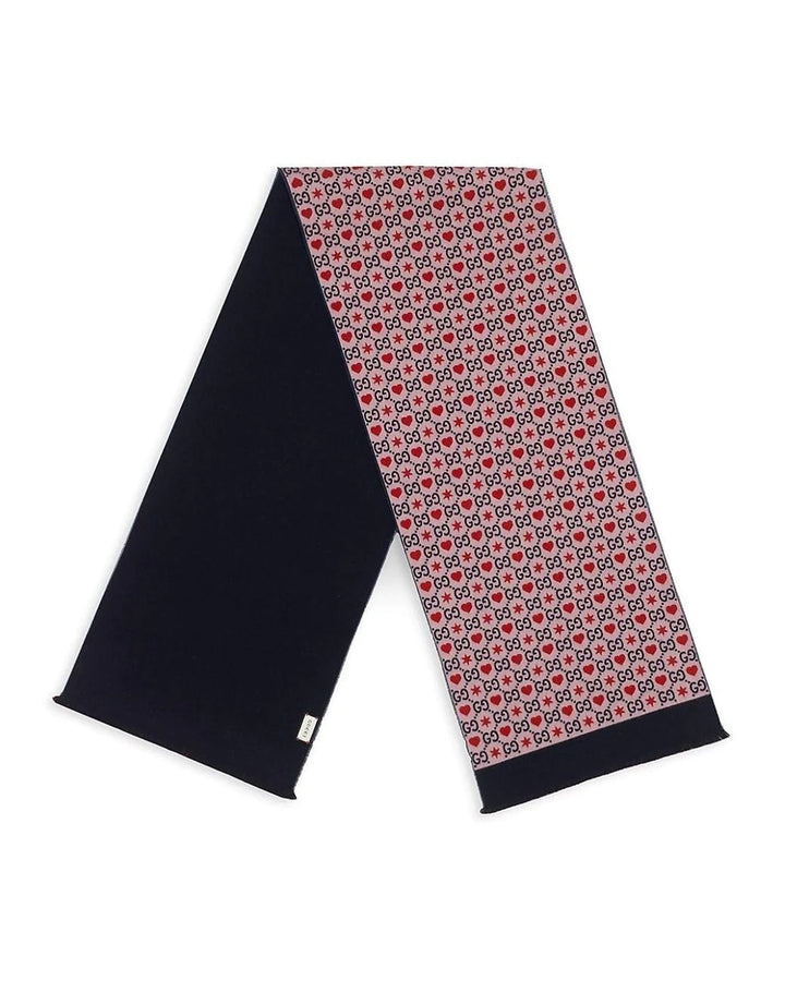 GUCCI GG HEARTS &amp; STARS WOOL SILK SCARF