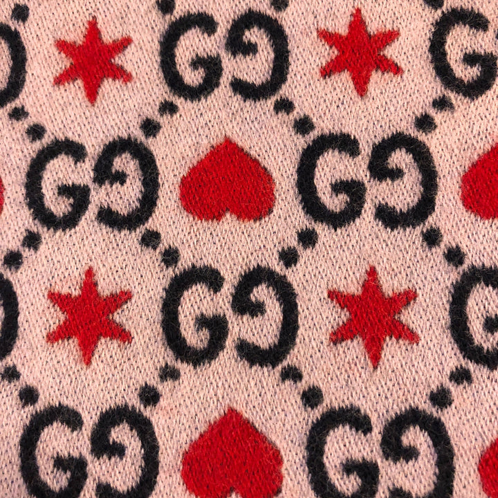 GUCCI GG HEARTS &amp; STARS WOOL SILK SCARF