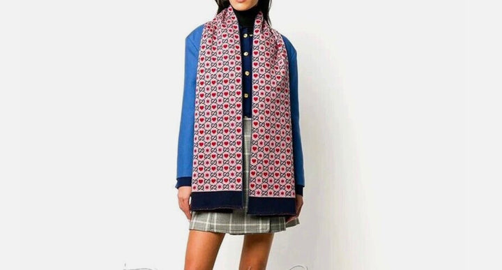 GUCCI GG HEARTS &amp; STARS WOOL SILK SCARF