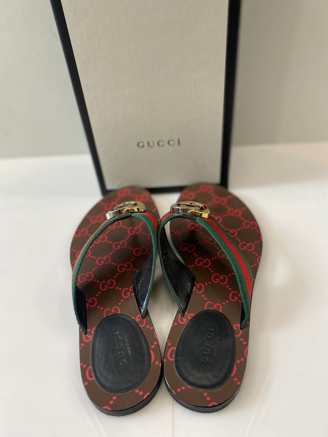 GUCCI GG THONG WEB THONG SANDALS