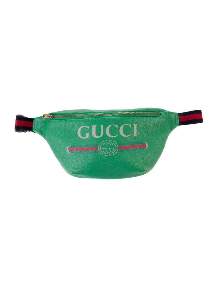 GUCCI GG LOGO GRAINED CALFSKIN LEATHER BELT BAG