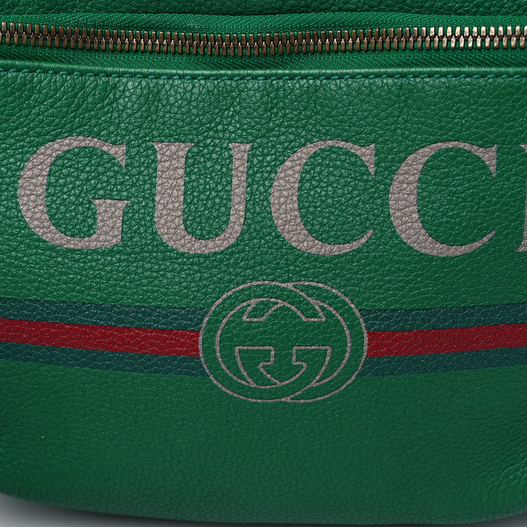 GUCCI GG LOGO GRAINED CALFSKIN LEATHER BELT BAG